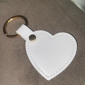 Boutique Vegan Leather White Heart Keychain or Bag Charm New